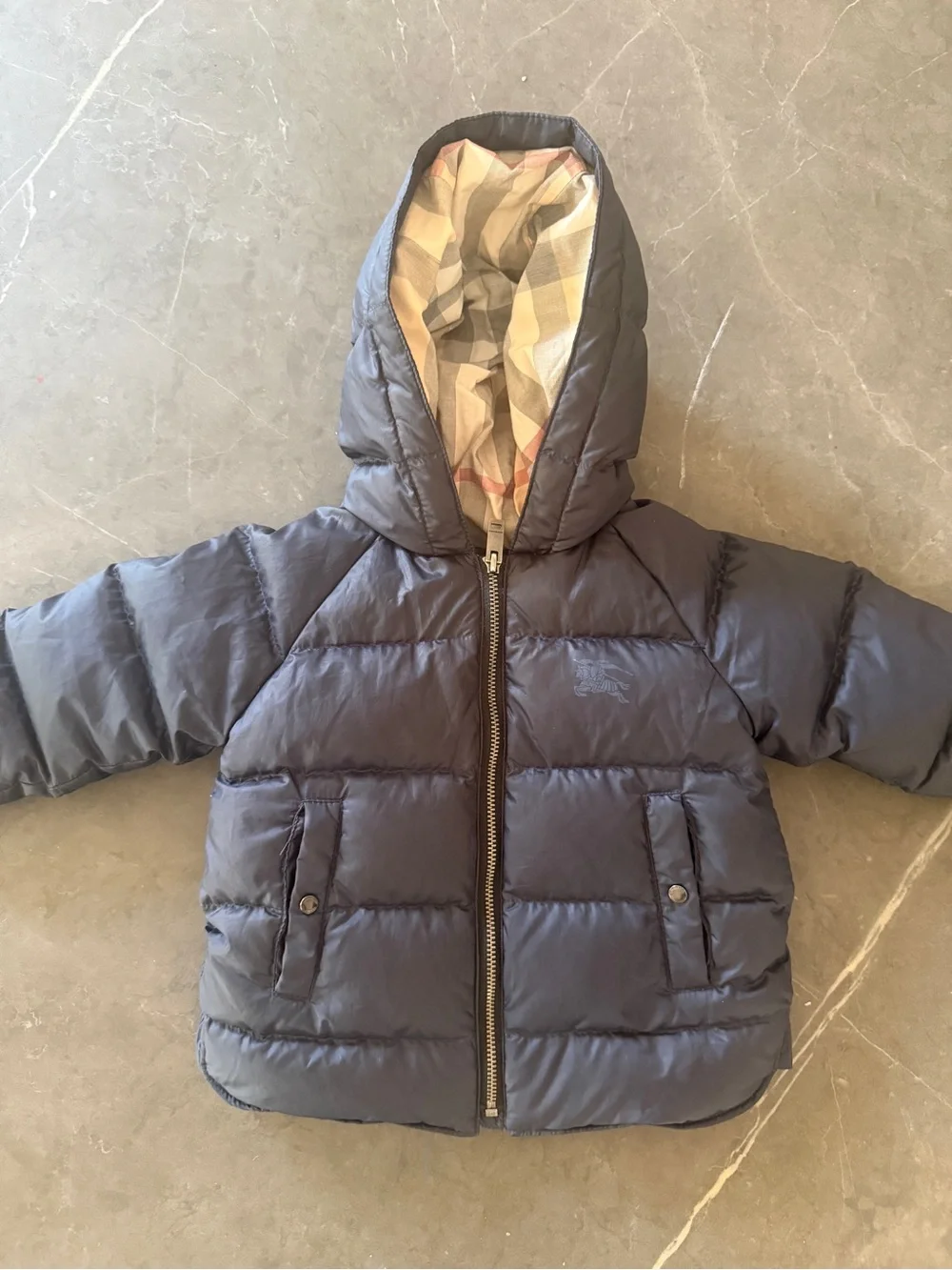 Burberry Navy Blue Hooded Kids Puffer Jacket
